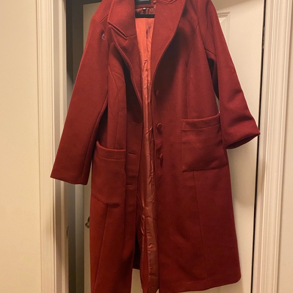 Long coat with pockets from Eloquii in the color pomegranate! Size 22/24. - Picture 3 of 5